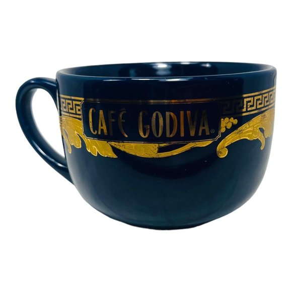 Cafe Godiva Blue and Gold Ceramic Mug by California Pantry EUC - Picture 2 of 12